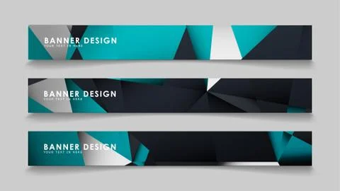 Abstract vector banners with geometric backgrounds gradient green black and w Ilustración de archivo
