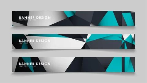 Abstract vector banners with geometric backgrounds gradient green black and w Stock Illustration