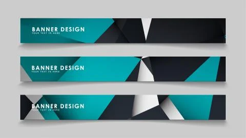 Abstract vector banners with geometric backgrounds gradient green black and w Ilustración de archivo