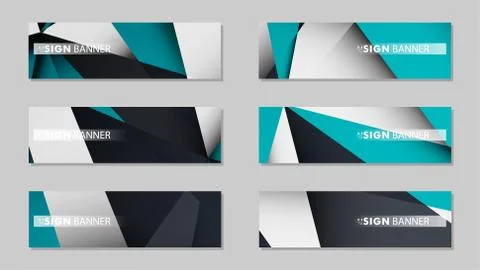 Abstract vector banners with geometric backgrounds gradient green black and w Stock Illustration