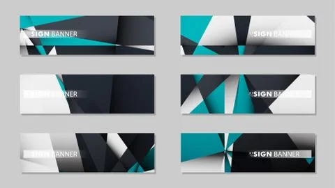 Abstract vector banners with geometric backgrounds gradient green black and w Ilustración de archivo