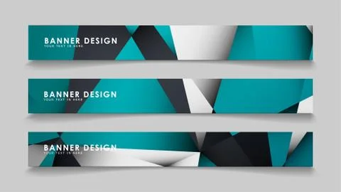 Abstract vector banners with geometric backgrounds gradient green black and w Stock Illustration