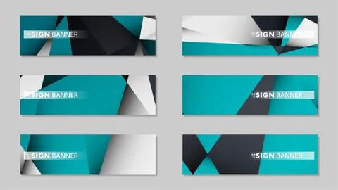 Abstract vector banners with geometric backgrounds gradient green black and w Ilustración de archivo