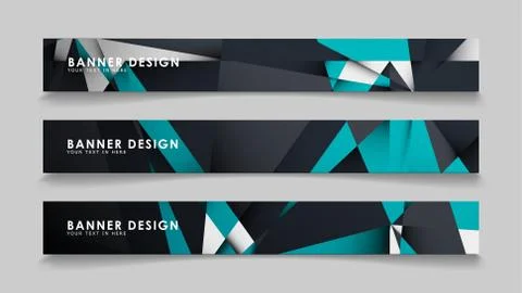 Abstract vector banners with geometric backgrounds gradient green black and w Ilustración de archivo