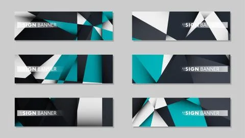 Abstract vector banners with geometric backgrounds gradient green black and w Ilustración de archivo