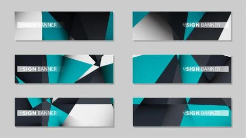 Abstract vector banners with geometric backgrounds gradient green black and w Ilustración de archivo