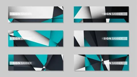 Abstract vector banners with geometric backgrounds gradient green black and w Stock Illustration