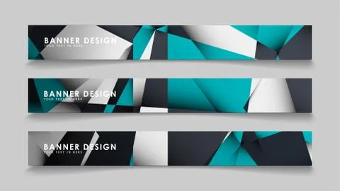 Abstract vector banners with geometric backgrounds gradient green black and w Ilustración de archivo