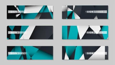 Abstract vector banners with geometric backgrounds gradient green black and w Ilustración de archivo