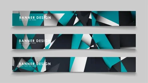 Abstract vector banners with geometric backgrounds gradient green black and w Stock Illustration