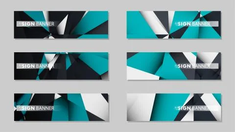 Abstract vector banners with geometric backgrounds gradient green black and w Stock Illustration