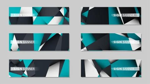 Abstract vector banners with geometric backgrounds gradient green black and w Ilustración de archivo