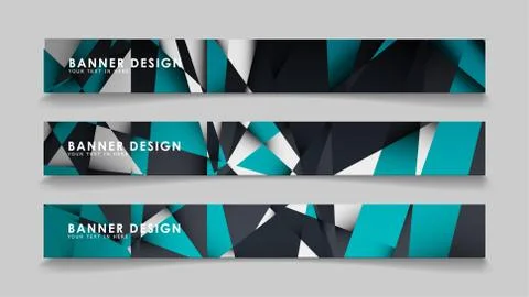 Abstract vector banners with geometric backgrounds gradient green black and w Ilustración de archivo