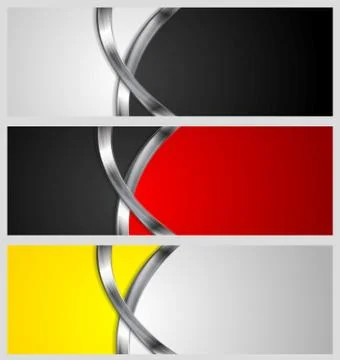 Abstract vector banners with metal waves Illustrazione stock