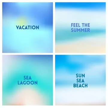 Abstract vector beach blurred background set 4 colors set. Square blurred Stock Illustration