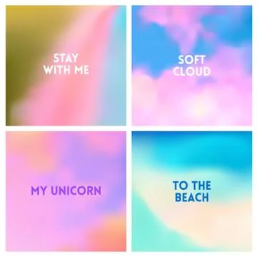 Abstract vector beach blurred background set 4 colors set. Square blurred Illustrazione stock
