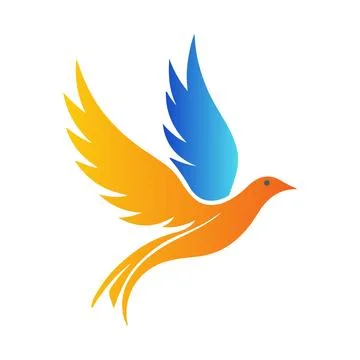 Abstract Vector Bird with Gradient Wings Icon or Logo Design Template Illustrazione stock