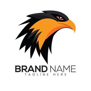 Abstract Vector Black and Orange Eagle Head Icon or Logo Design Template 스톡 일러스트