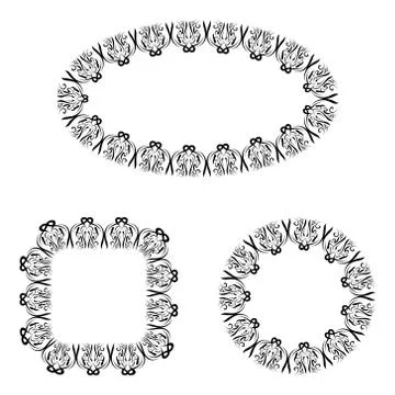 Abstract vector black and white ornate frames set Stock Illustration