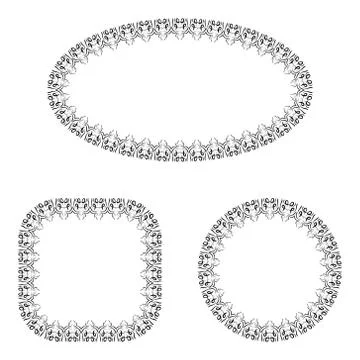 Abstract vector black and white ornate frames set 스톡 일러스트