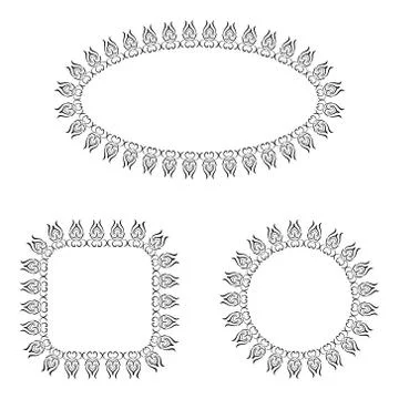 Abstract vector black and white ornate frames set Stock Illustration