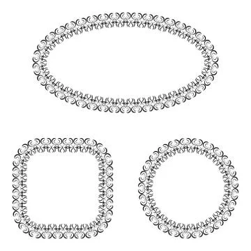 Abstract vector black and white ornate frames set Stock Illustration