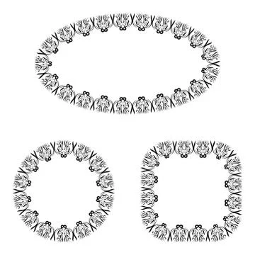 Abstract vector black and white ornate frames set Stock Illustration