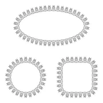 Abstract vector black and white ornate frames set Illustrazione stock