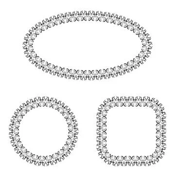 Abstract vector black and white ornate frames set 스톡 일러스트