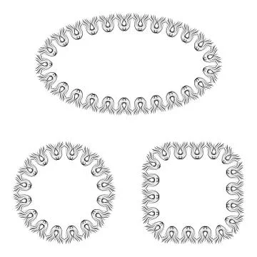 Abstract vector black and white ornate frames set Stock Illustration
