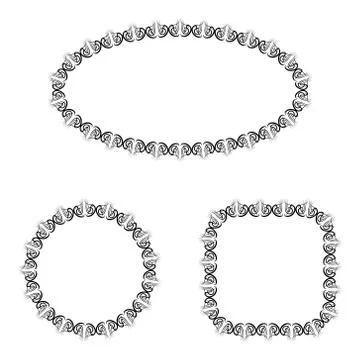 Abstract vector black and white ornate frames set イラスト素材