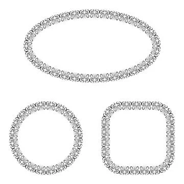 Abstract vector black and white ornate frames set 스톡 일러스트