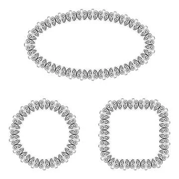 Abstract vector black and white ornate frames set 스톡 일러스트