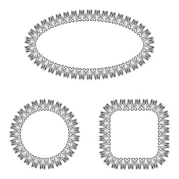 Abstract vector black and white ornate frames set 스톡 일러스트