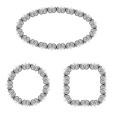 Abstract vector black and white ornate frames set 스톡 일러스트