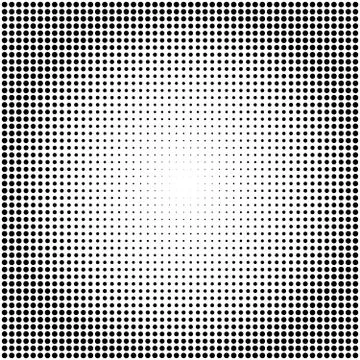 Abstract vector black and white dotted halftone background. Dot radial patter Stock Illustration