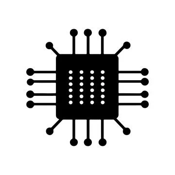 Abstract Vector black cpu chip Icon or Logo Design Template Stock Illustration