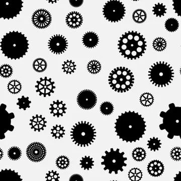 Abstract vector black flat gears seamless pattern Illustrazione stock