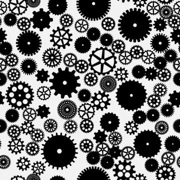 Abstract vector black flat gears seamless pattern Illustrazione stock