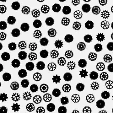 Abstract vector black flat gears seamless pattern イラスト素材