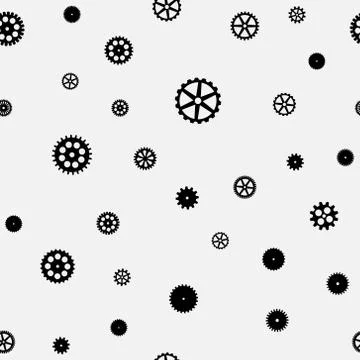 Abstract vector black flat gears seamless pattern Illustrazione stock
