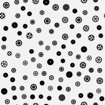 Abstract vector black flat gears seamless pattern Illustrazione stock