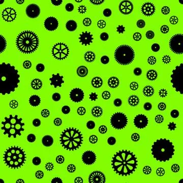 Abstract vector black flat gears seamless pattern イラスト素材
