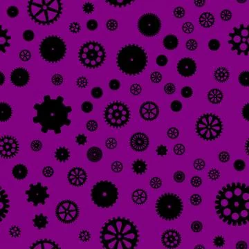 Abstract vector black flat gears seamless pattern Stock Illustration