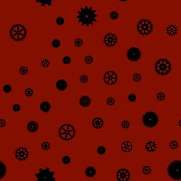 Abstract vector black flat gears seamless pattern Illustrazione stock