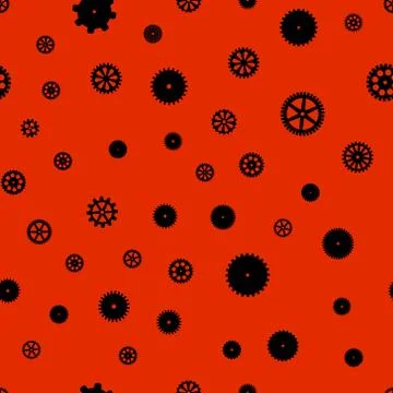 Abstract vector black flat gears seamless pattern Stock Illustration