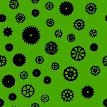 Abstract vector black flat gears seamless pattern Illustrazione stock