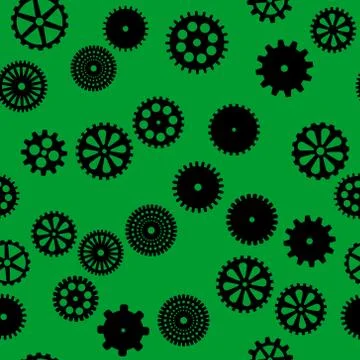 Abstract vector black flat gears seamless pattern Stock Illustration