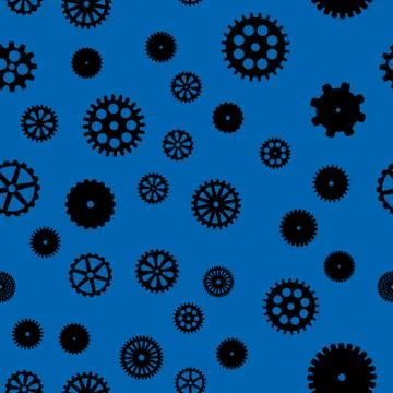 Abstract vector black flat gears seamless pattern Illustrazione stock