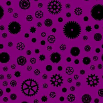 Abstract vector black flat gears seamless pattern Stock Illustration